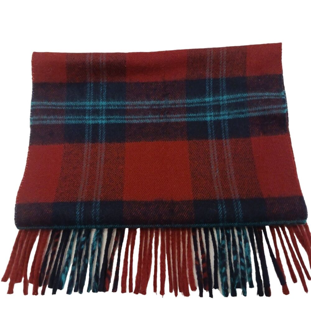 Christian Dior Cashmaire SCARF 47”x11” Red Black Plaid Tartan Monsieur was$490